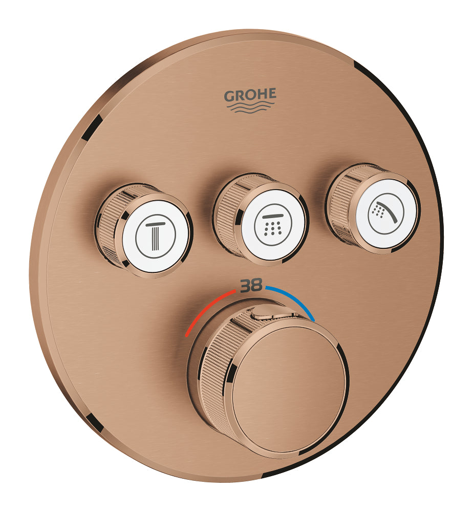 Mitigeur thermostatique encastré de douche Grohe Grohtherm Smartcontrol à trois vannes, contrôle de débit, brossé Warm Sunset - 29121DL0
