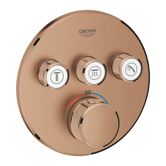 خلاط دش ترموستاتي مخفي Grohe Grohtherm Smartcontrol بثلاثة صمامات وتحكم في التدفق بلون Brushed Warm Sunset - 29121DL0