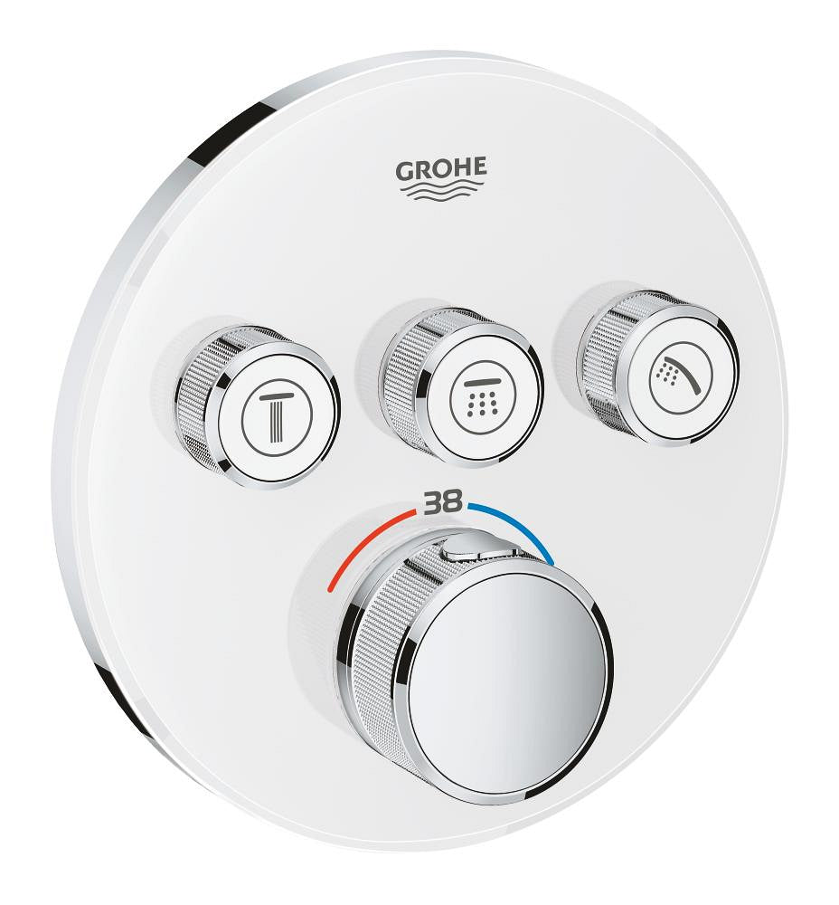 خلاط دش ترموستاتي دفن Grohe Grohtherm Smartcontrol بثلاثة مخارج مع محول اتجاه، أبيض - 29904LS0