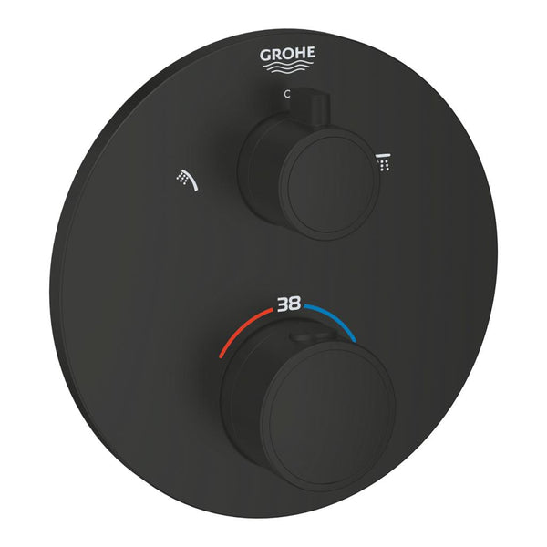 Grohe Grohtherm Termostatik Banyo/Duş Bataryası 2 Çıkışlı Divertörlü Mat Siyah - 1022082430