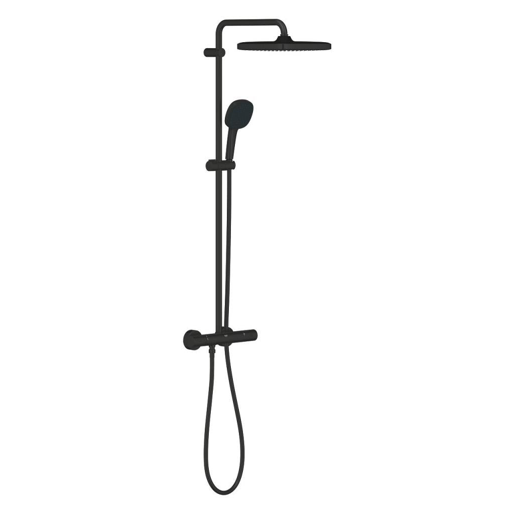 Grohe Tempesta System 250 Cube Duvara Monte Termostatik Bataryalı Duş Sistemi Mat Siyah - 266892431